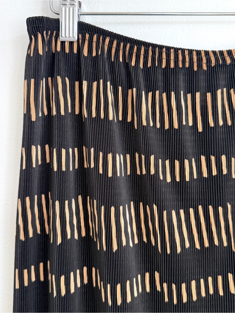 Vintage Carroll Reed Black Gold Pleated Midi Skirt Womens Size Medium 90s - Picture 2 of 10